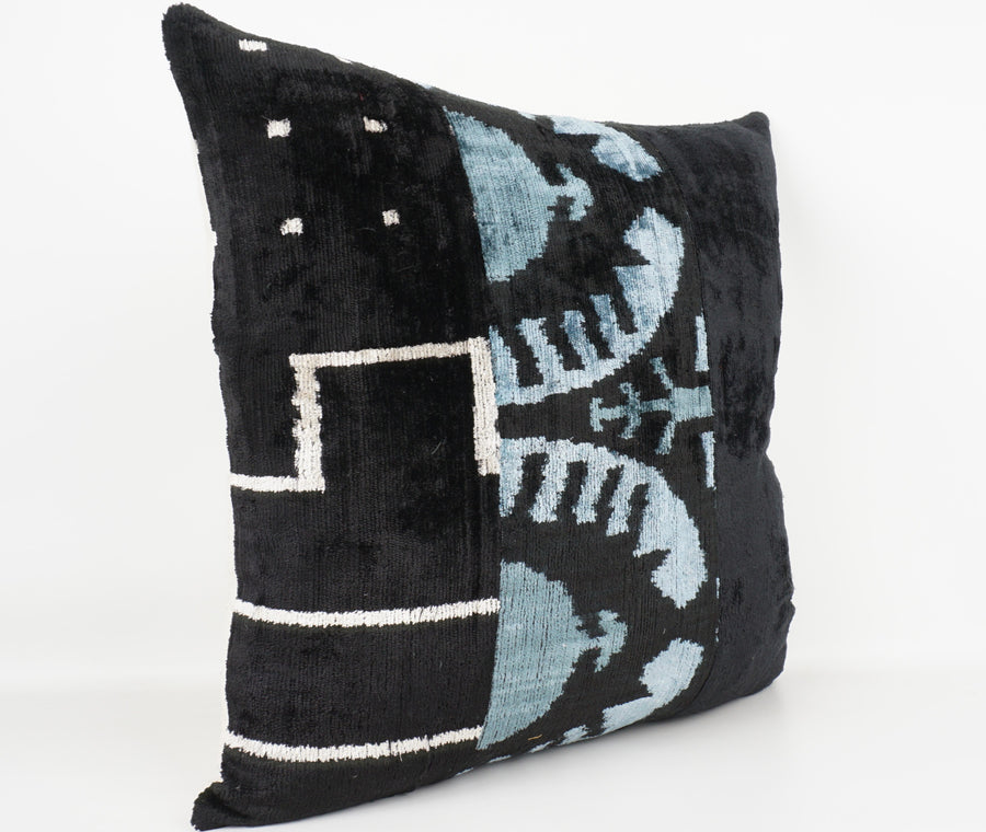 HANDMADE IKAT SILK/VELVET PATCHWORK PILLOWCASE