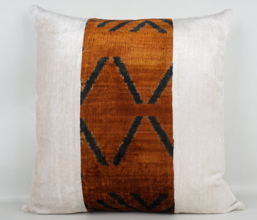 HANDMADE IKAT SILK/VELVET PATCHWORK PILLOWCASE