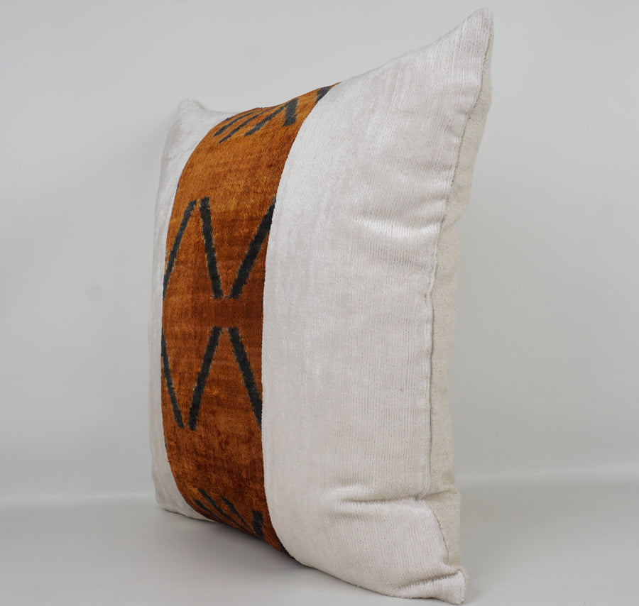 HANDMADE IKAT SILK/VELVET PATCHWORK PILLOWCASE