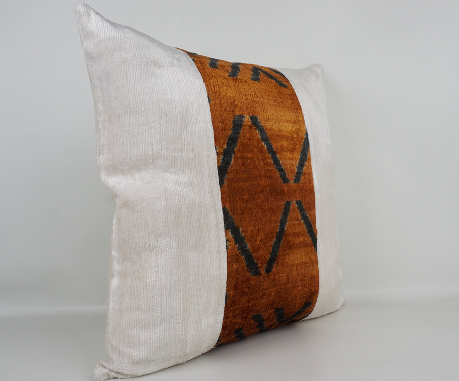 HANDMADE IKAT SILK/VELVET PATCHWORK PILLOWCASE