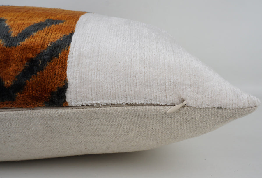 HANDMADE IKAT SILK/VELVET PATCHWORK PILLOWCASE