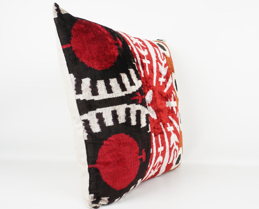 HANDMADE IKAT SILK/VELVET PATCHWORK PILLOWCASE