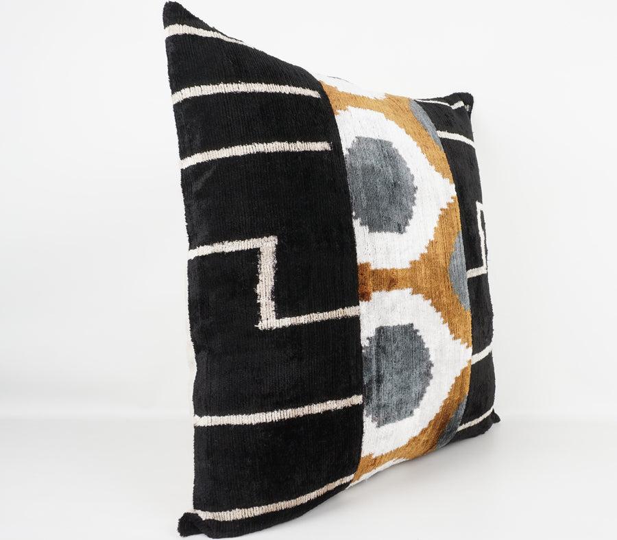 HANDMADE IKAT SILK/VELVET PATCHWORK PILLOWCASE