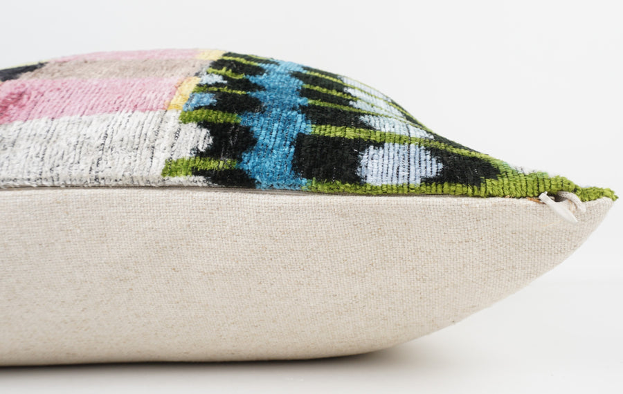 HANDMADE IKAT SILK/VELVET PATCHWORK PILLOWCASE