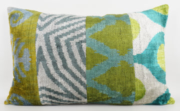 HANDMADE IKAT SILK/VELVET PATCHWORK PILLOWCASE