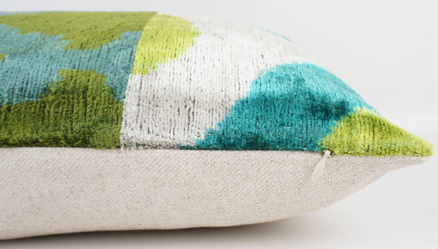 HANDMADE IKAT SILK/VELVET PATCHWORK PILLOWCASE