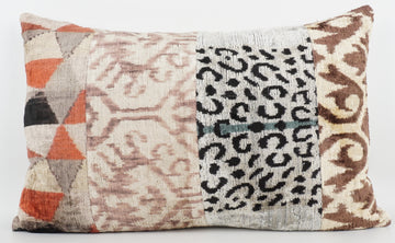HANDMADE IKAT SILK/VELVET PATCHWORK PILLOWCASE