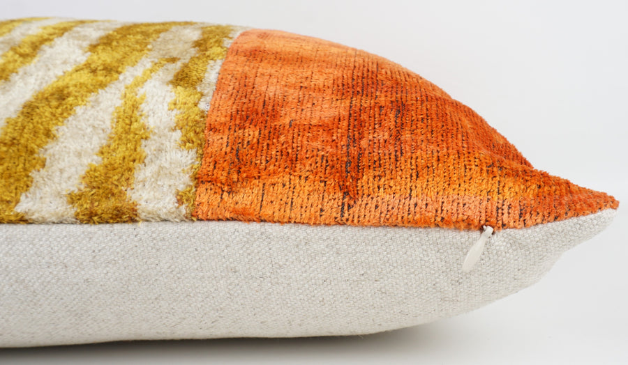 HANDMADE IKAT SILK/VELVET PATCHWORK PILLOWCASE