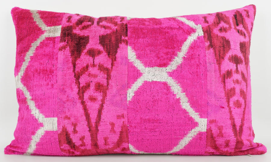 HANDMADE IKAT SILK/VELVET PATCHWORK PILLOWCASE