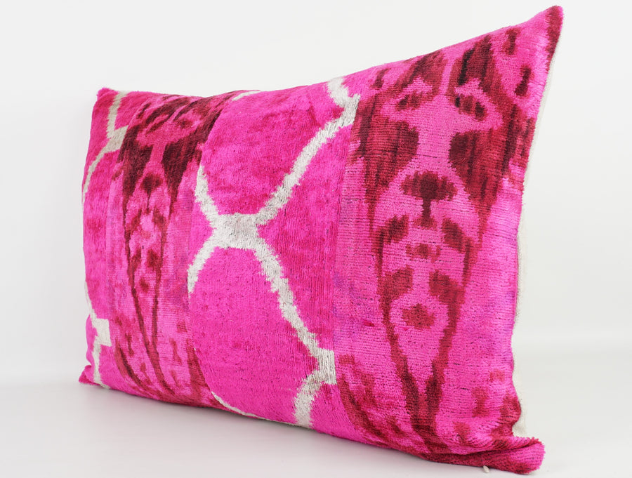 HANDMADE IKAT SILK/VELVET PATCHWORK PILLOWCASE