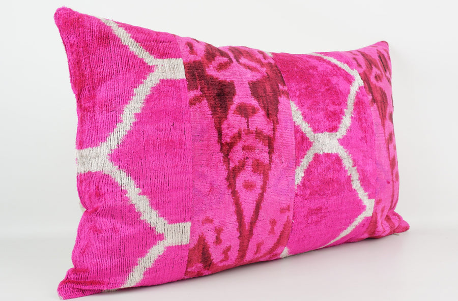 HANDMADE IKAT SILK/VELVET PATCHWORK PILLOWCASE