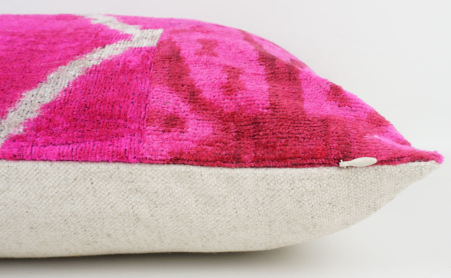HANDMADE IKAT SILK/VELVET PATCHWORK PILLOWCASE