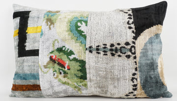 HANDMADE IKAT SILK/VELVET PATCHWORK PILLOWCASE