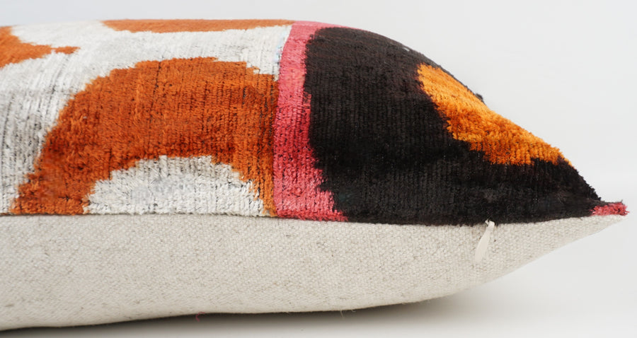 HANDMADE IKAT SILK/VELVET PATCHWORK PILLOWCASE