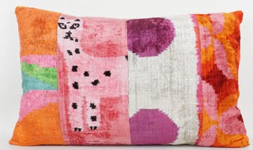 HANDMADE IKAT SILK/VELVET PATCHWORK PILLOWCASE