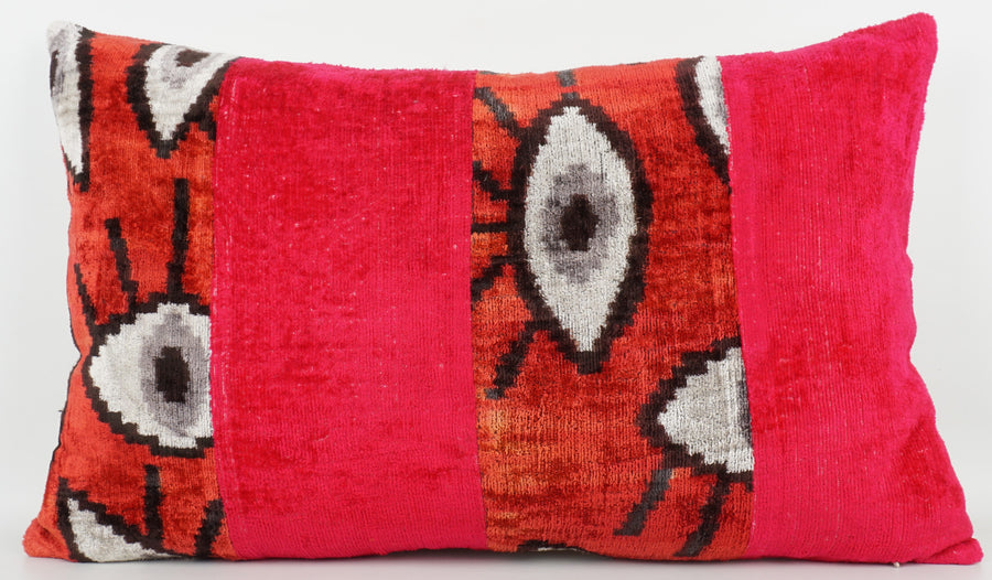 HANDMADE IKAT SILK/VELVET PATCHWORK PILLOWCASE
