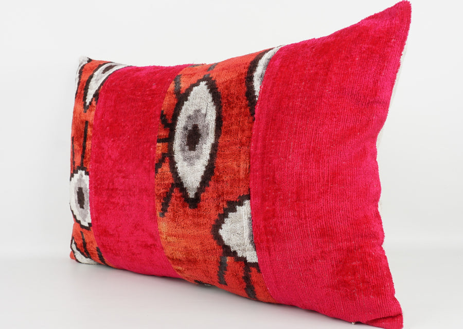 HANDMADE IKAT SILK/VELVET PATCHWORK PILLOWCASE
