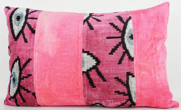 HANDMADE IKAT SILK/VELVET PATCHWORK PILLOWCASE