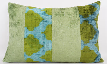 HANDMADE IKAT SILK/VELVET PATCHWORK PILLOWCASE