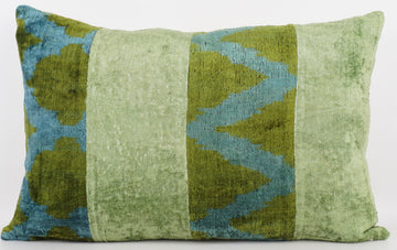 HANDMADE IKAT SILK/VELVET PATCHWORK PILLOWCASE