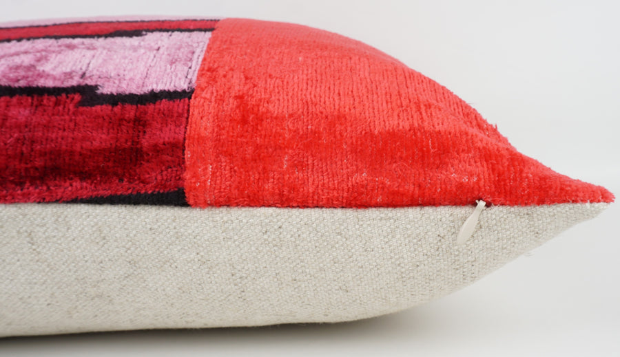 HANDMADE IKAT SILK/VELVET PATCHWORK PILLOWCASE