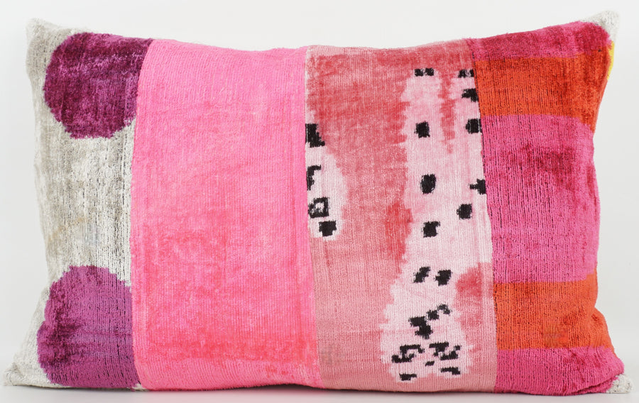 HANDMADE IKAT SILK/VELVET PATCHWORK PILLOWCASE