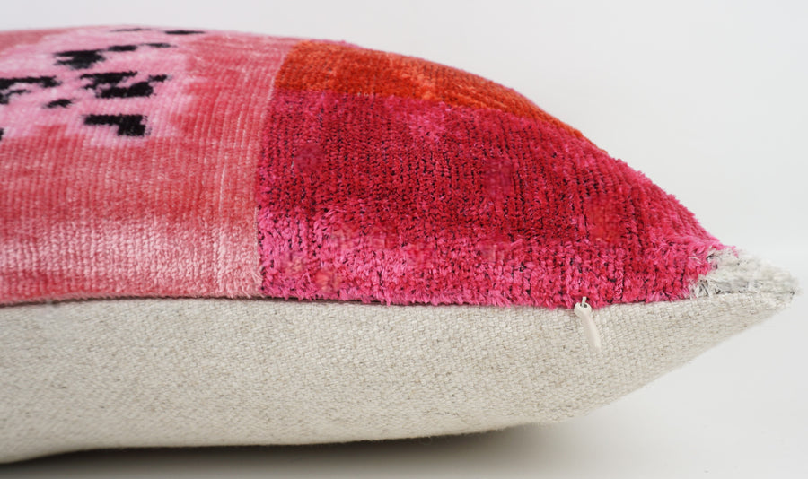 HANDMADE IKAT SILK/VELVET PATCHWORK PILLOWCASE