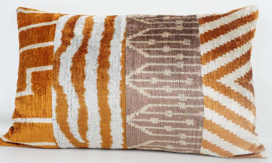 HANDMADE IKAT SILK/VELVET PATCHWORK PILLOWCASE