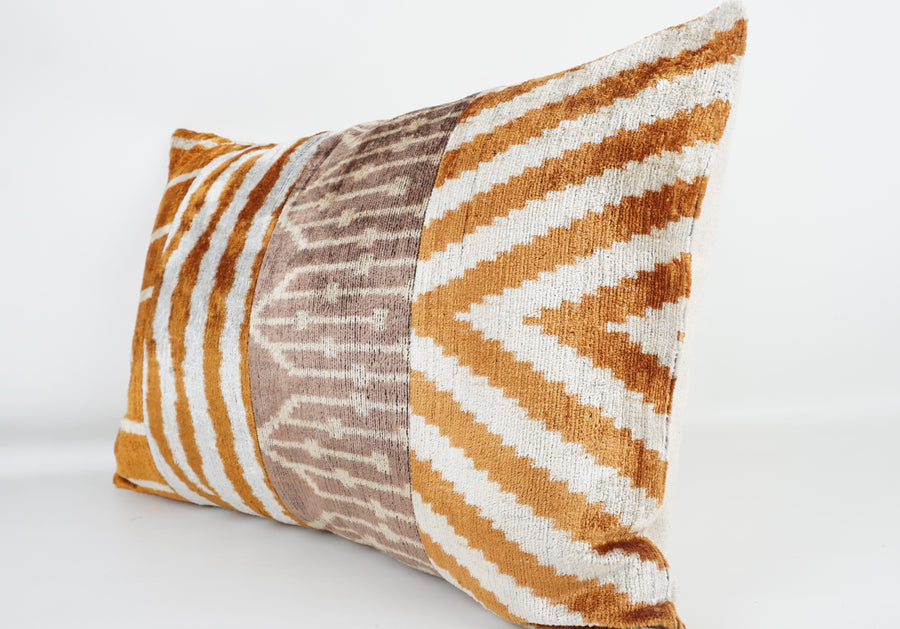HANDMADE IKAT SILK/VELVET PATCHWORK PILLOWCASE