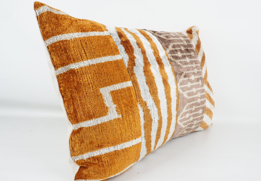 HANDMADE IKAT SILK/VELVET PATCHWORK PILLOWCASE