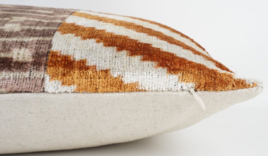 HANDMADE IKAT SILK/VELVET PATCHWORK PILLOWCASE