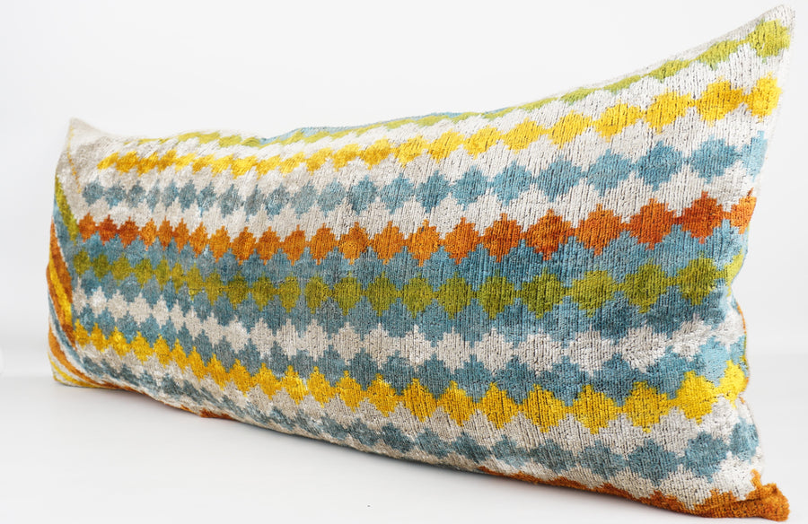 HANDMADE  IKAT SILK/VELVET PILLOWCASE