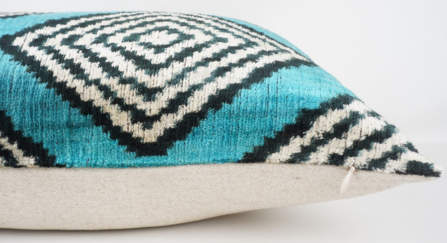 HANDMADE  IKAT SILK/VELVET PILLOWCASE
