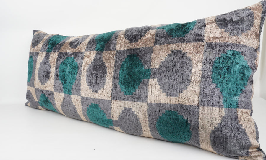 HANDMADE  IKAT SILK/VELVET PILLOWCASE