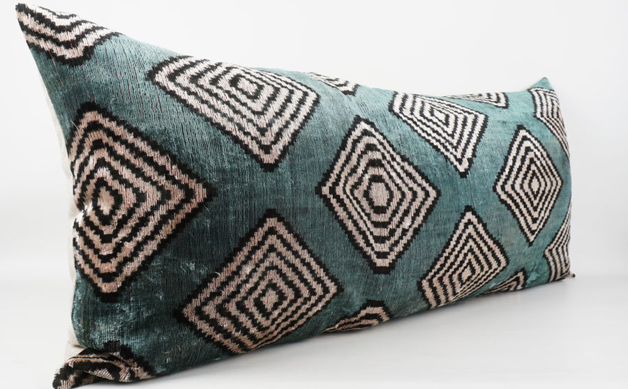 HANDMADE  IKAT SILK/VELVET PILLOWCASE