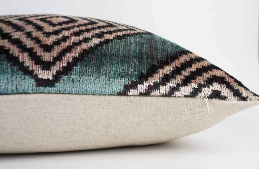 HANDMADE  IKAT SILK/VELVET PILLOWCASE