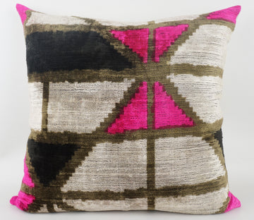 HANDMADE- IKAT SILK/VELVET PILLOWCASE