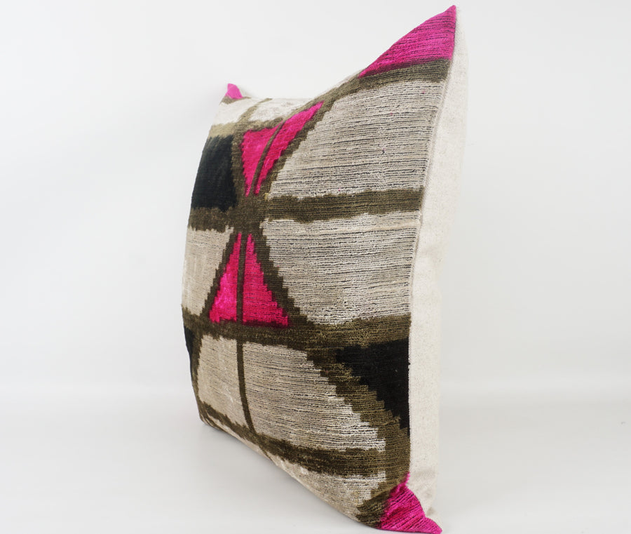 HANDMADE- IKAT SILK/VELVET PILLOWCASE