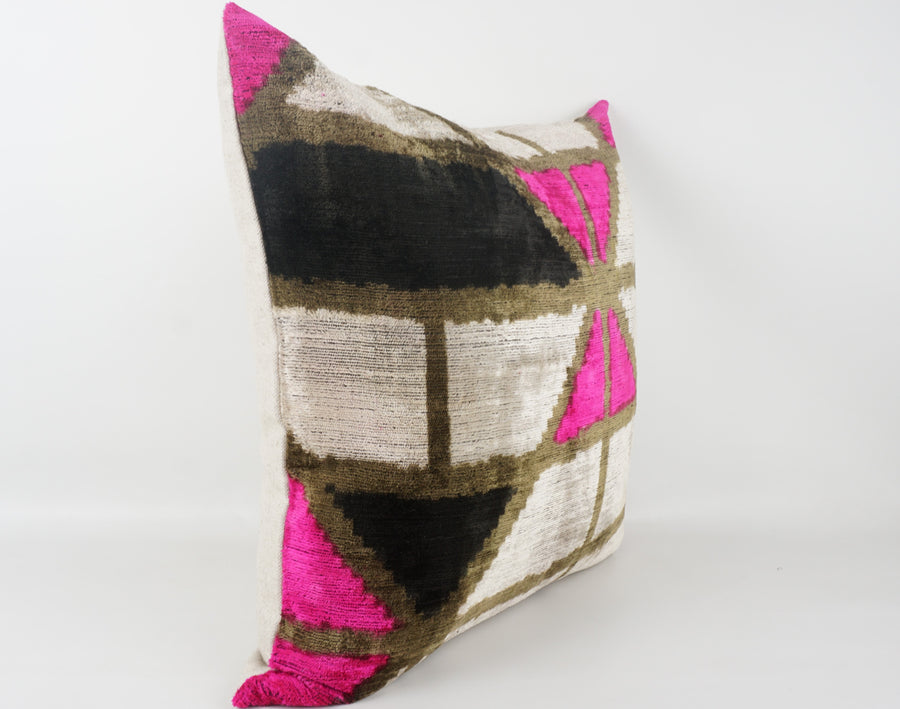 HANDMADE- IKAT SILK/VELVET PILLOWCASE