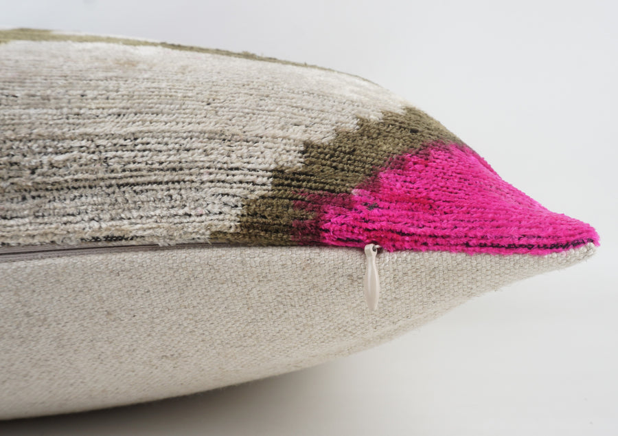 HANDMADE- IKAT SILK/VELVET PILLOWCASE