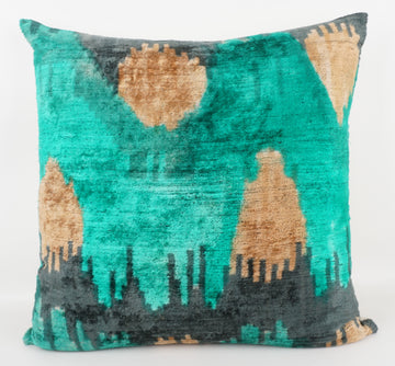 HANDMADE- IKAT SILK/VELVET PILLOWCASE