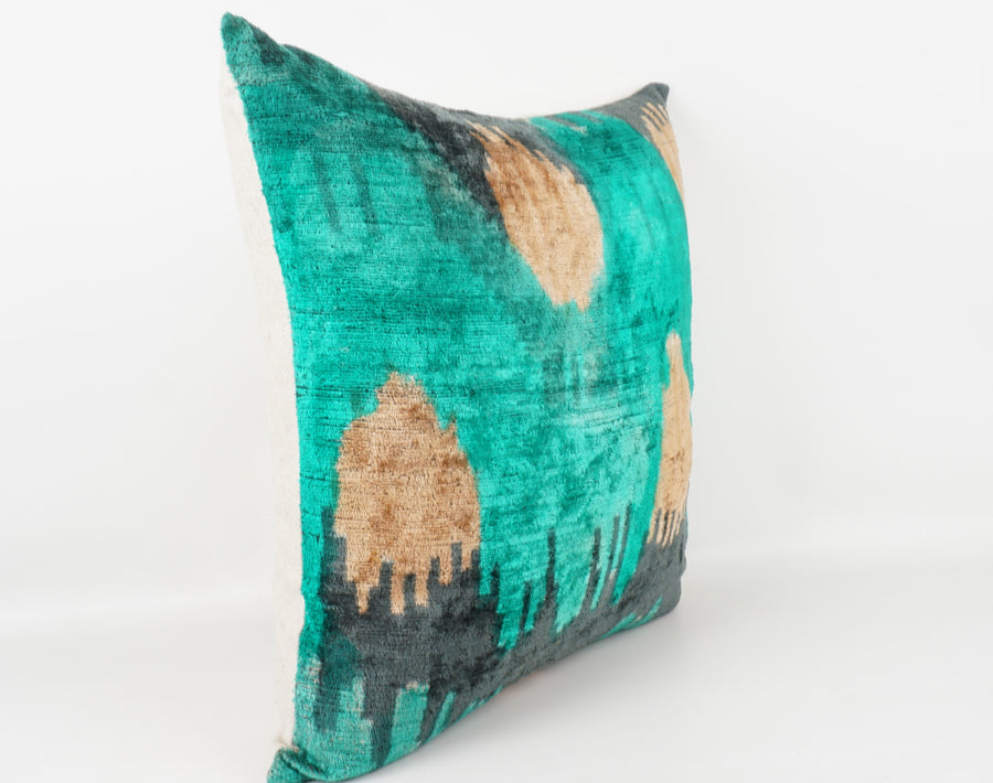 HANDMADE- IKAT SILK/VELVET PILLOWCASE