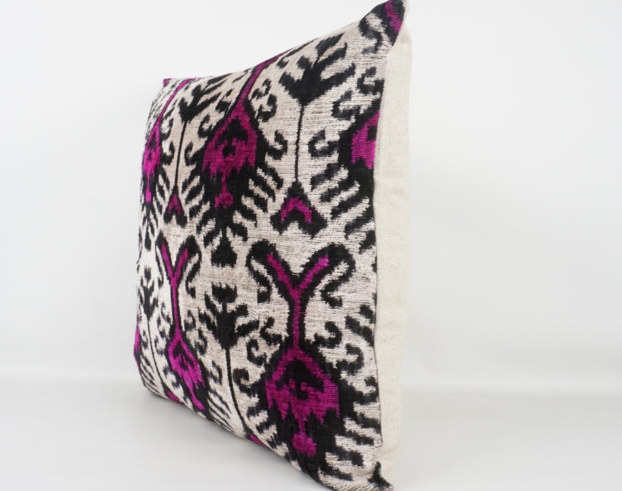 HANDMADE- IKAT SILK/VELVET PILLOWCASE