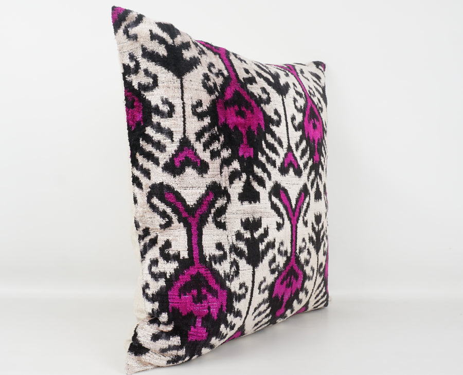 HANDMADE- IKAT SILK/VELVET PILLOWCASE