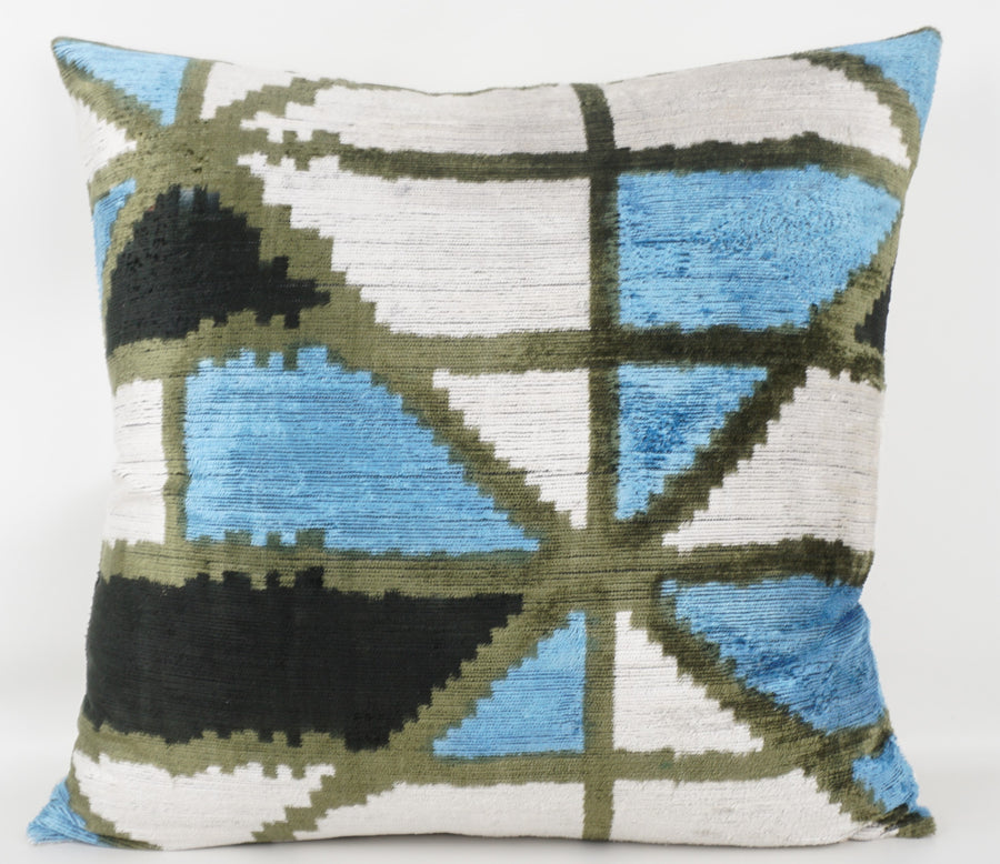 HANDMADE- IKAT SILK/VELVET PILLOWCASE