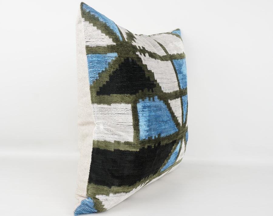 HANDMADE- IKAT SILK/VELVET PILLOWCASE