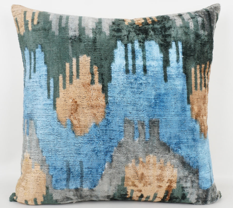 HANDMADE- IKAT SILK/VELVET PILLOWCASE