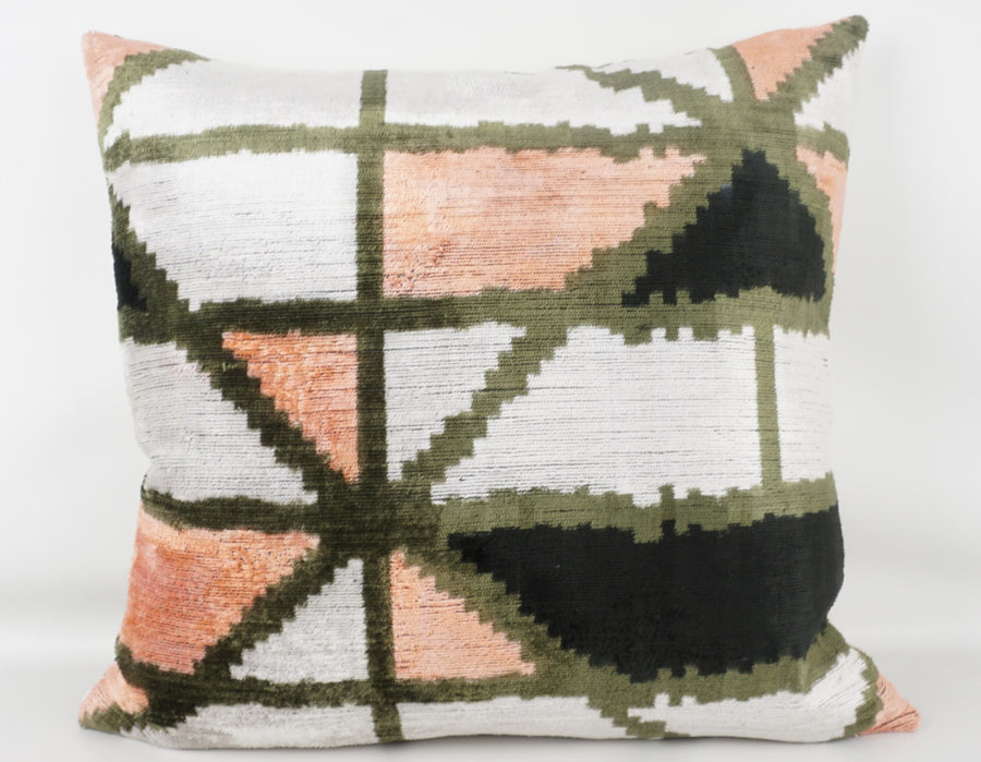 HANDMADE- IKAT SILK/VELVET PILLOWCASE