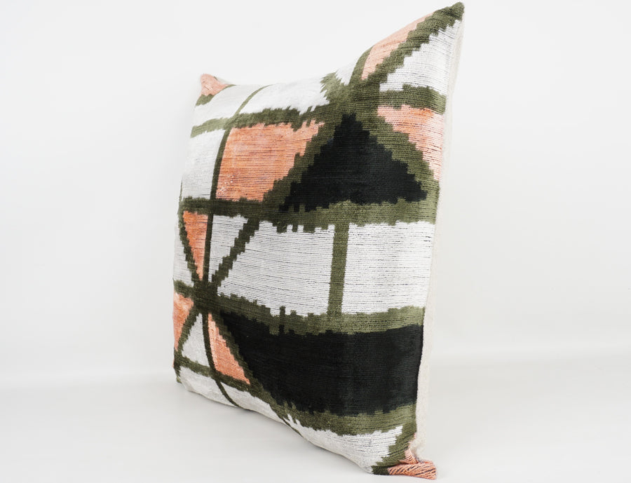 HANDMADE- IKAT SILK/VELVET PILLOWCASE