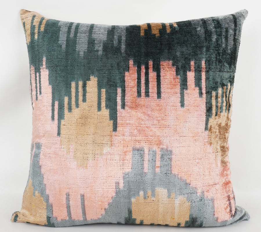 HANDMADE- IKAT SILK/VELVET PILLOWCASE